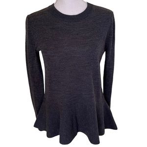 Cremieux Grey Scoop Neck Peplum Sweater XS